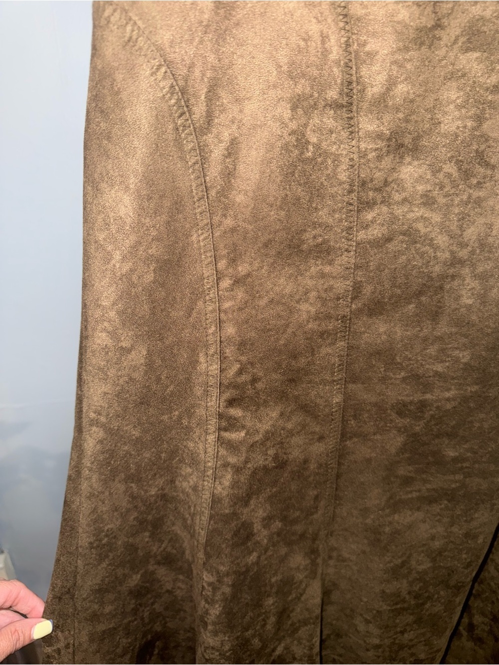 Liz Claiborne Size 10 Brown Faux Suede Maxi Skirt Flared Western Boho - Picture 5 of 9